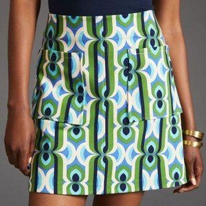 Anthropologie Marisela Mini Skirt by Maeve in Green Motif NWT